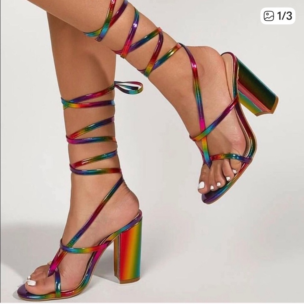 Colorful Strappy Platform Heels